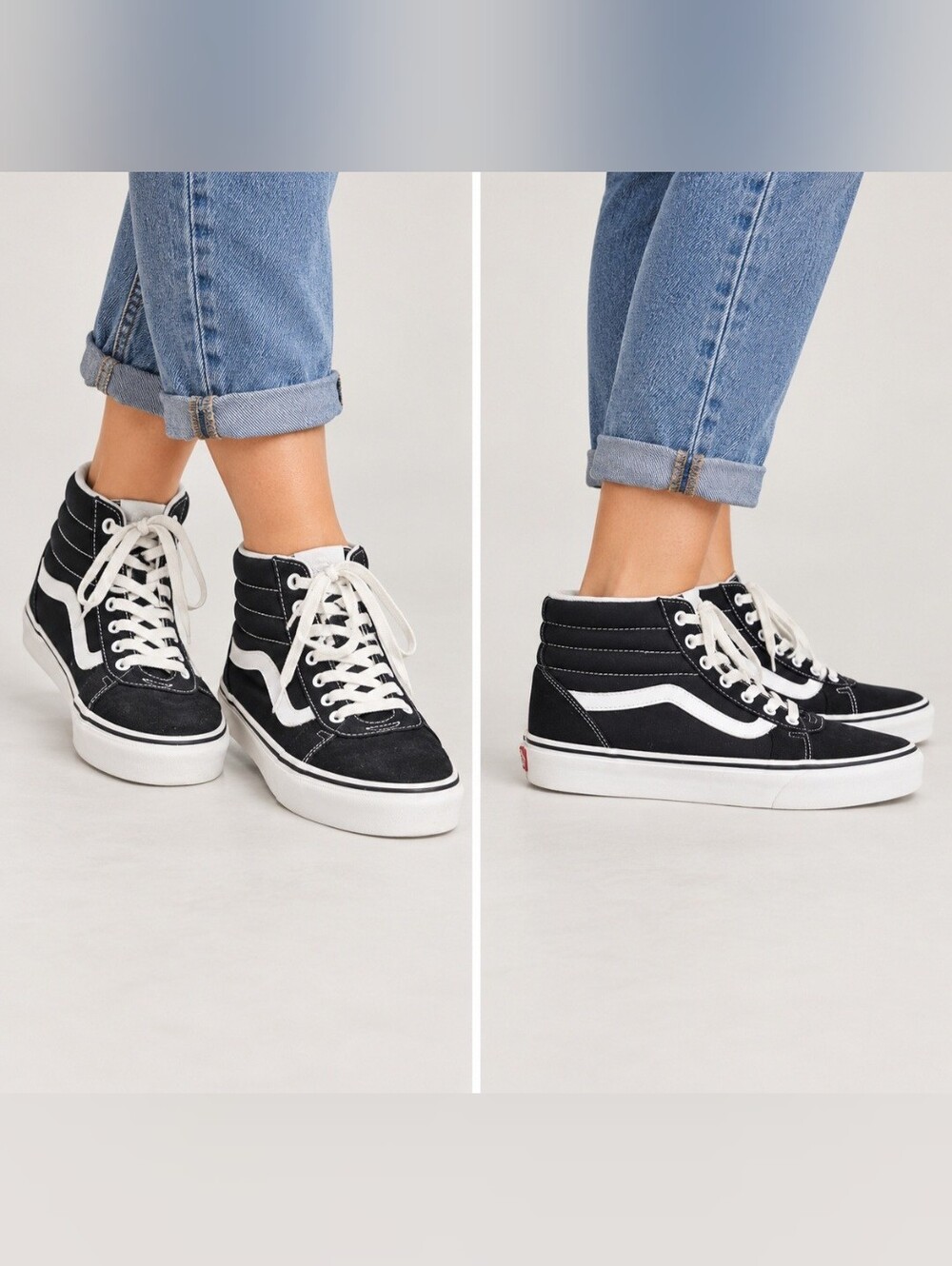 Vans Ward Hi Top Black White Skate Sneakers Womens Size 9